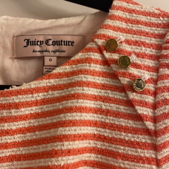 Juicy Couture, cream and orange striped A-line dress with gold buttons. - Picture 2 of 4